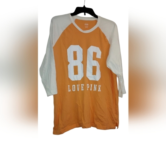 Victoria's Secret PINK Orange and White Raglan tee - Picture 1 of 3